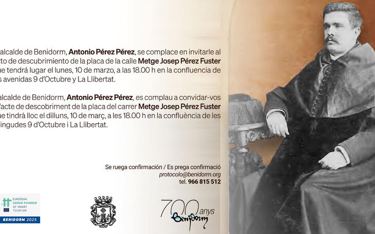 Benidorm rinde esta tarde homenaje al Metge Josep Pérez Fuster dedicándole una calle y con una conferencia 
